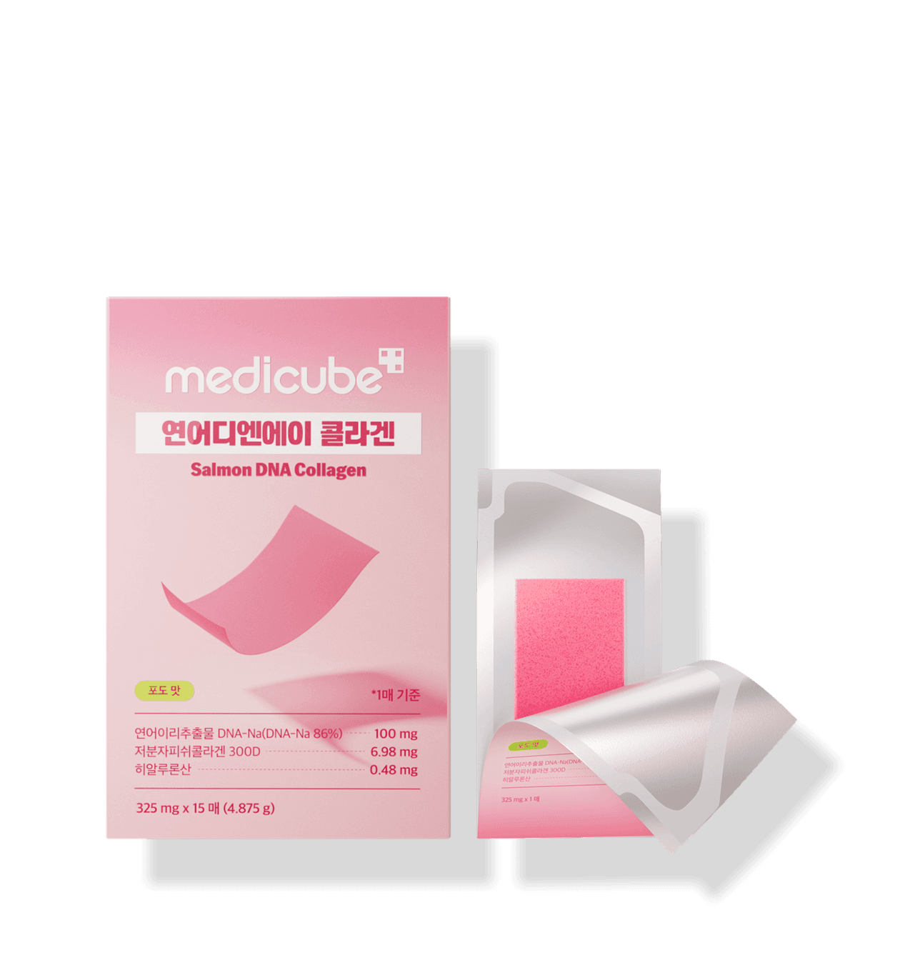 Medicube, Salmon DNA Collagen, Розчинні плівки з PDRN, рибним колагеном та гіалуроновою кислотою для краси шкіри зсередини, 15 шт.