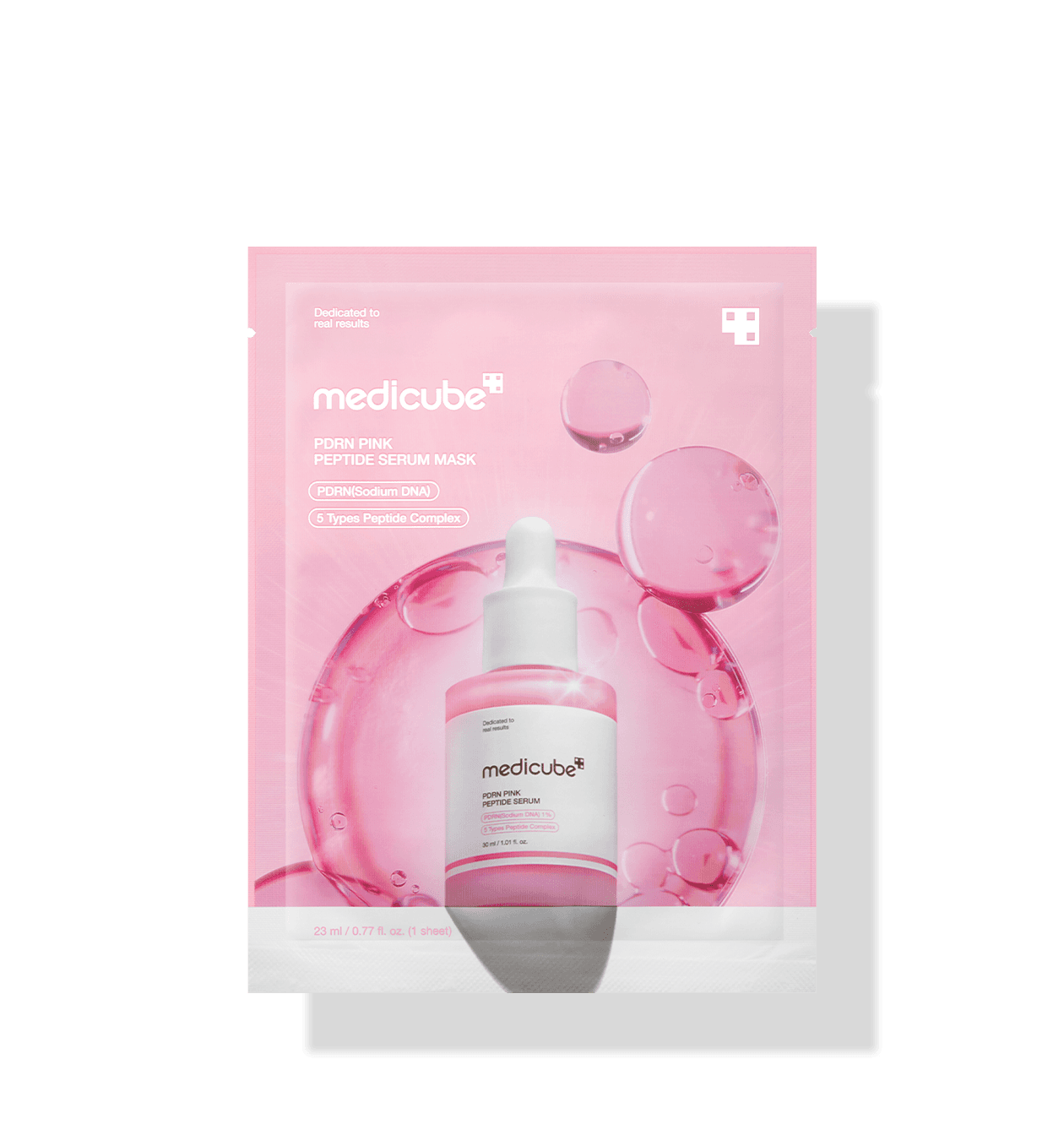 Medicube, PDRN Pink Peptide Serum Mask, Тканинна маска з концентрованою PDRN-сироваткою та пептидами для пружності й сяйва