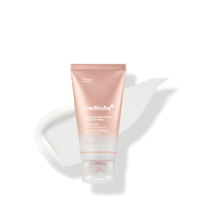Medicube, Collagen Milk Toning Wrapping Mask, Молочна Тонізуюча Маска-Плівка з Колагеном та Глутатіоном для Сяяння та Пружності Шкіри, 75 мл