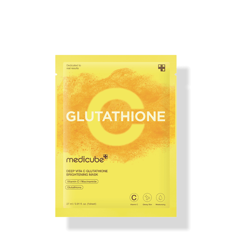 Medicube, Deep Vita C Glutathione Brightening Mask, Освітлювальна Тканинна Маска з Вітаміном С та Глутатіоном Проти Пігментації