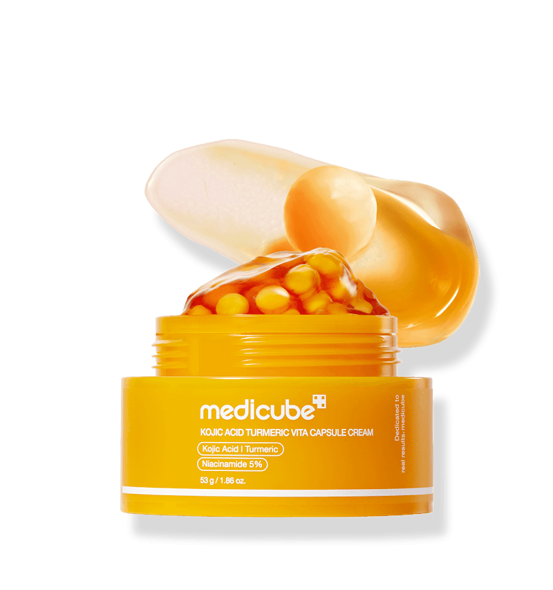 Medicube, Kojic Acid Turmeric Vita Capsule Cream, Віта Капсульний Крем з Коєвою Кислотою та Куркумою для Покращення Тону та Сяяння Шкіри. Проти Тьмяності, Темних Плям, Пігментації та Постакне , 53 г