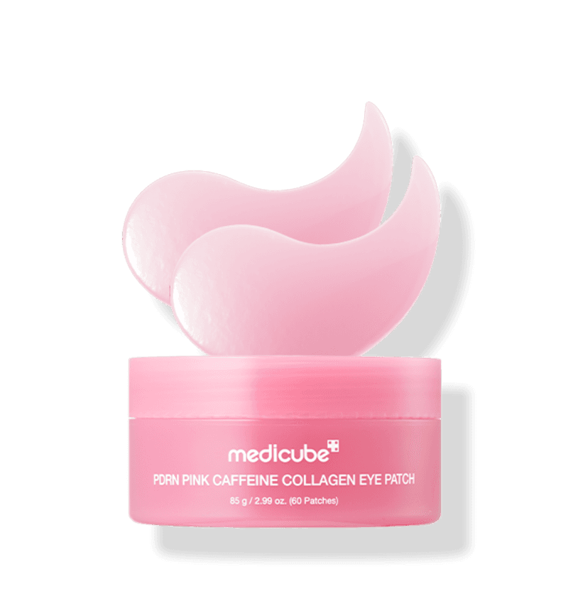Medicube, PDRN Pink Caffeine Collagen Eye Patch, Рожеві Гідрогелеві Патчі з PDRN та Кофеїном для Депафінгу та Сяяння Зони Очей, 60 патчів