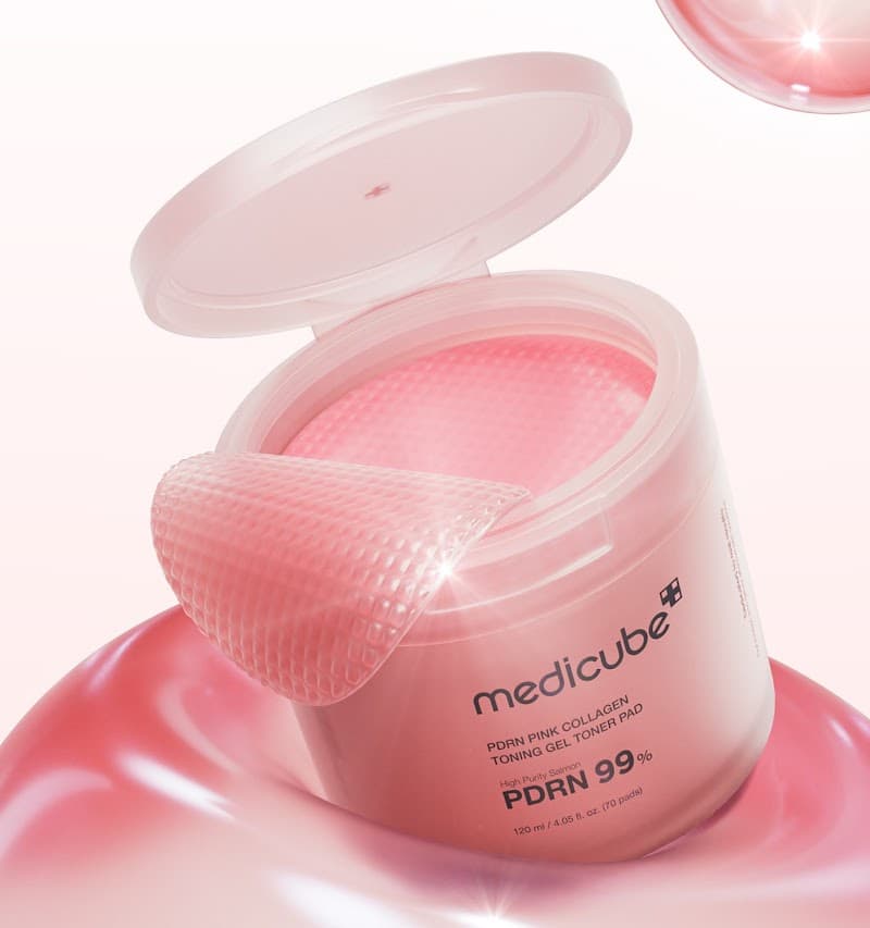 Medicube, PDRN Pink Collagen Toning Gel Toner Pad, Тонер-Пади з PDRN та Колагеном для Сяяння та Регенерації Шкіри, 70 шт
