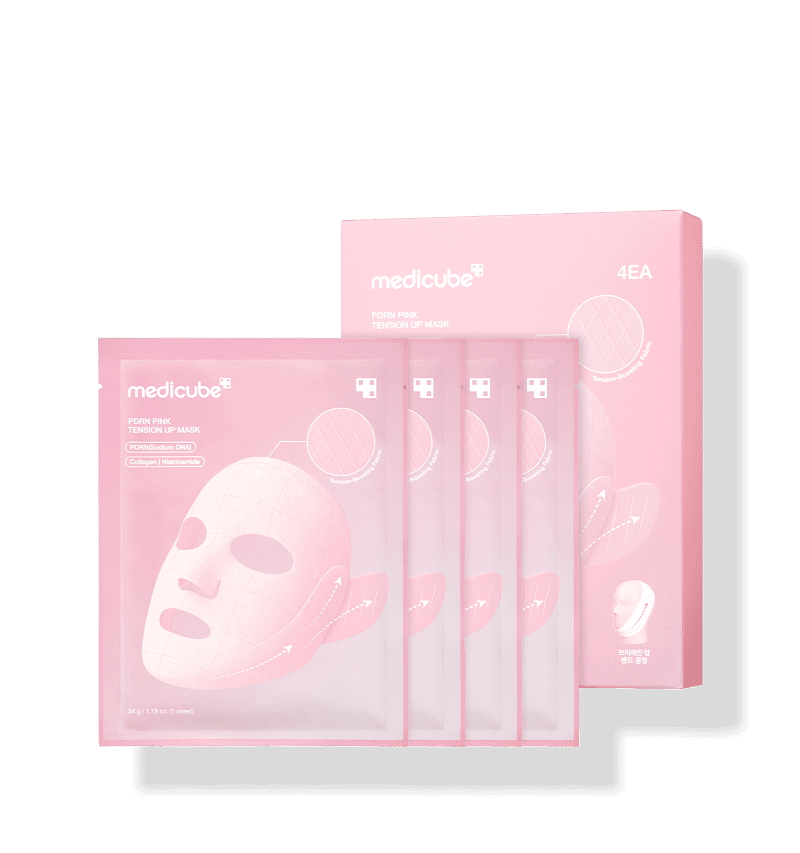 Medicube, PDRN Pink Tension Up Mask, PDRN Рожева Ліфтинг-Маска для Підтяжки V-Контуру Обличчя та Зменшення Другого Підборіддя