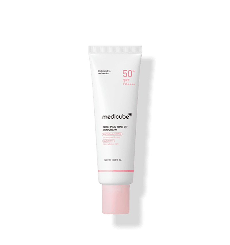 Medicube, PDRN Pink Tone Up Sun Cream SPF50+ PA++++, Тонуючий Сонцезахисний Крем з PDRN та Глутатіоном для Природного Сяяння та Рівного Тону SPF50+ PA++++, 50 мл