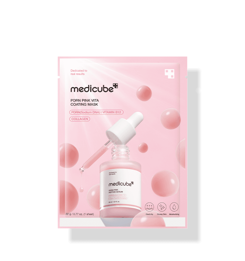 Medicube, PDRN Pink Vita Coating Mask, Тканинна Маска з PDRN та Вітамінами для Регенерації та Глибокого Зволоження