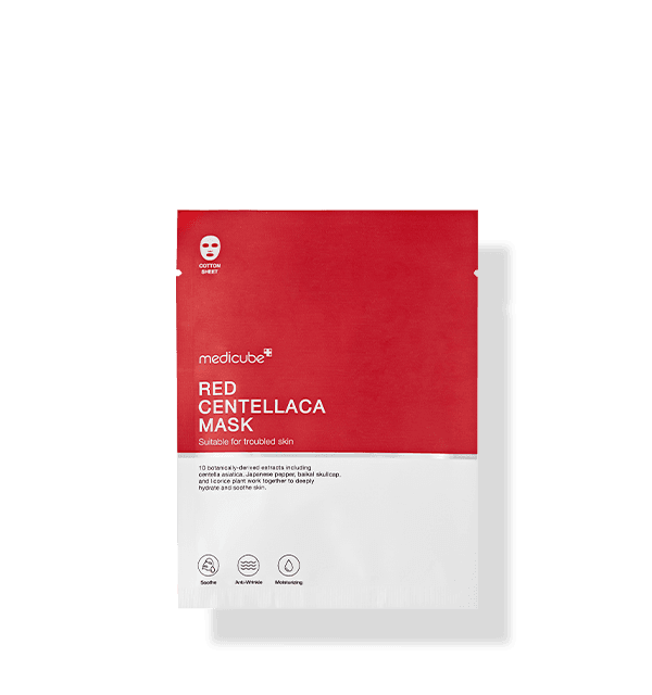 Medicube, Red Centella Mask, Заспокійлива Тканинна Маска з Центелою Проти Почервонінь, Подразнень та Запалення Шкіри