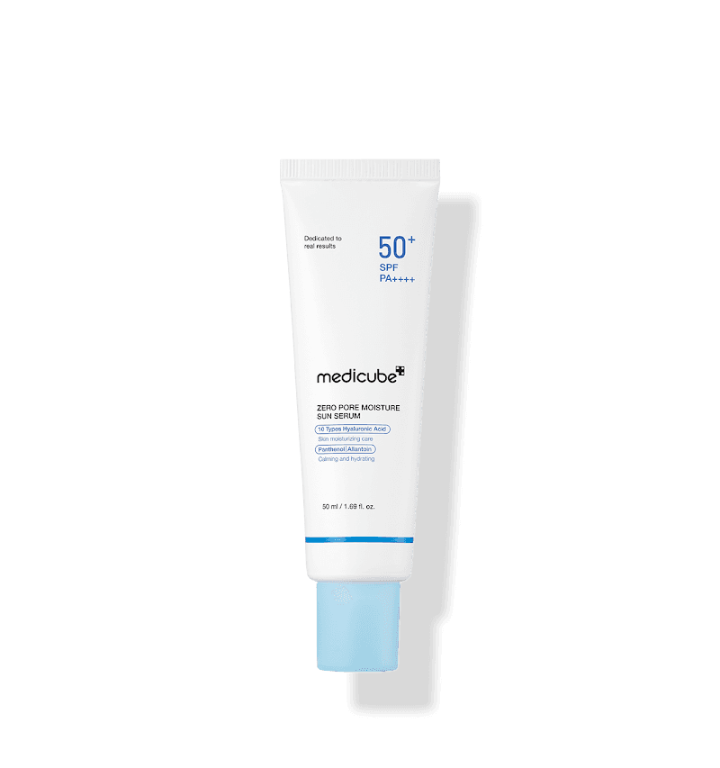 Medicube, Zero Pore Moisture Sun Serum SPF50+ PA++++, Зволожувальна Сонцезахисна Сироватка з 10 Типами Гіалуронової Кислоти для Звуження Пор та Свіжого Матового Фінішу SPF50+ PA++++, 50 мл