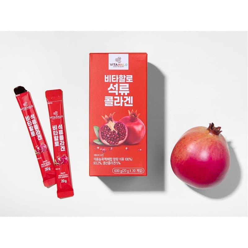 VITAHALO, Pomegranate Collagen Jelly Stick, Желейні Стіки з Гранатом та Колагеном для Краси Шкіри Зсередини, 20г * 30 стіків
